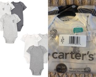 New Carter's Child of Mine Baby Bodysuits, 6-Pack, Gray - Multiple Sizes Available