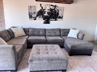 Macys gray sectional sofa couch sala