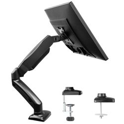 HUANUO Single Monitor Stand - Gas Spring Single Arm Monitor Stand Desk VESA Mount for 13 to 32 Inch Screen with Clamp, Grommet Mounting Base