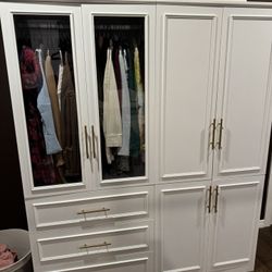 White Wardrobe Closet with Glass Doors & Drawers – Great Storage
