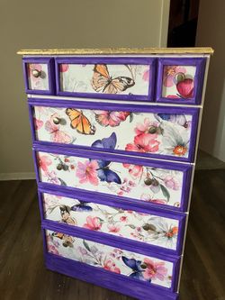 5-drawers purple dresser