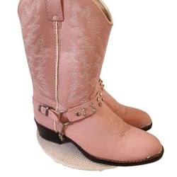 EUC DURANGO PINK LEATHER REMOVABLE HARNESS WOMEN WESTERN COWGIRL BOOTS SZ 5.5D

