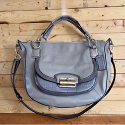 Coach two Tone Gray Zip Shoulder Crossbody Bag