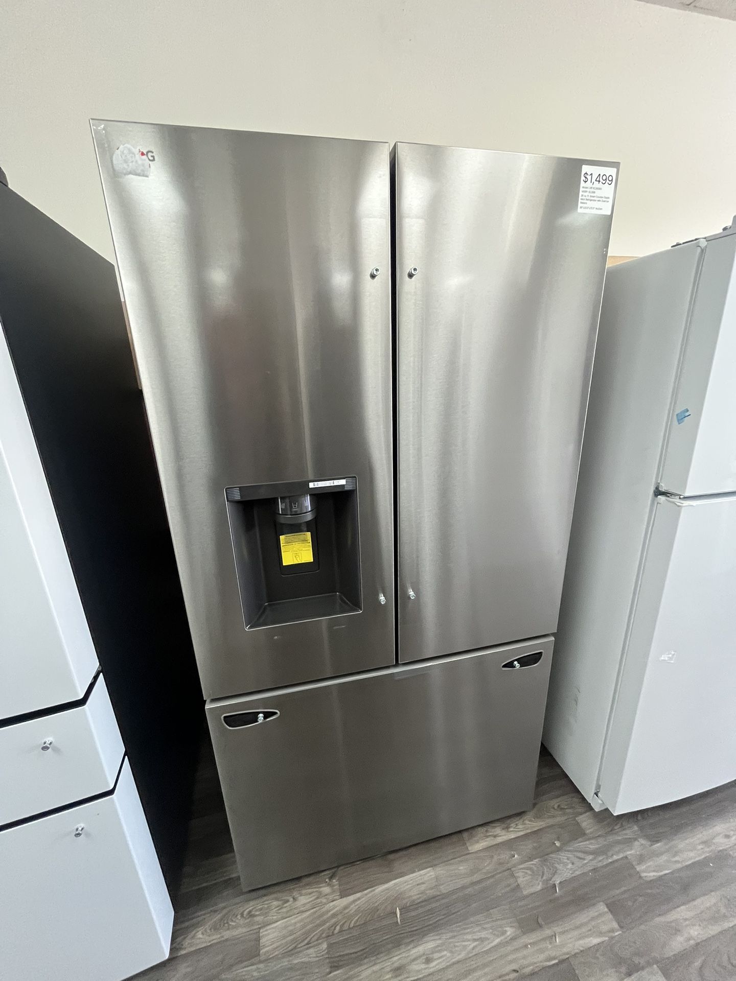 $1499 Smart Counter Depth MAX Fridge, Dual Ice, One Yr Warranty