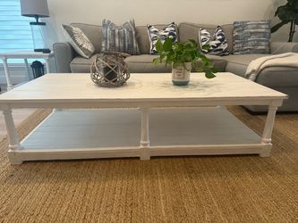 Magnolia Solid Wood Farmhouse Coffee Table – 63” – White Distressed Finish
