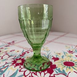 Vaseline Glass Goblet 