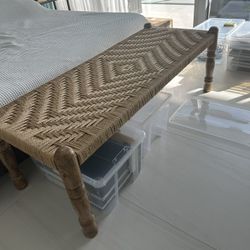 Woven and Wooden Bench 