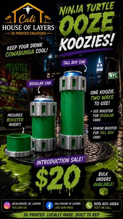 🐢 Ninja Turtle Ooze Can Koozies – 3D Printed 🐢