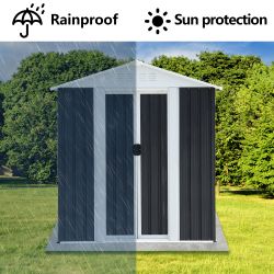 5x3 ft Grey Sliding Door Garden Shed for Outdoors Storage Apex Roof Design