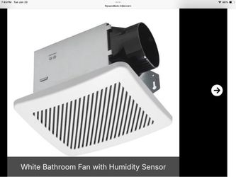 Bathroom Exhaust Fan w/ Humidity Sensor – Quiet – 4” Duct – New/Open Box