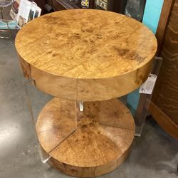 Vintage Jonathan Adler Burl wood/acrylic side table