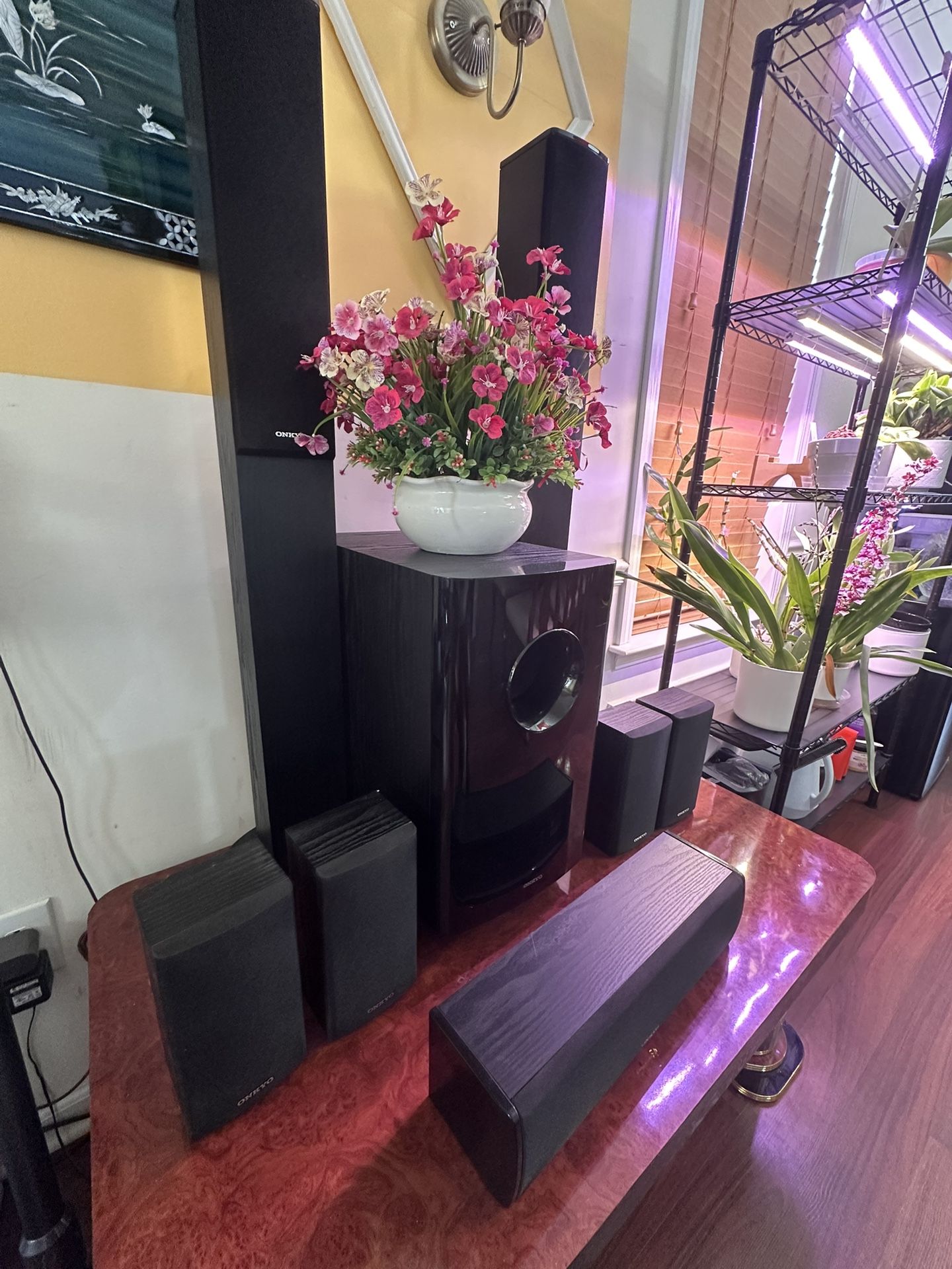 Onkyo SKR -770 Channel Home Theater Speaker System It great condition 8 pieces