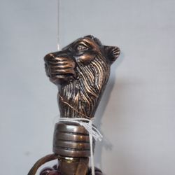 HANDMADE WOOD WALKING STICK WITH LION HEAD  58in