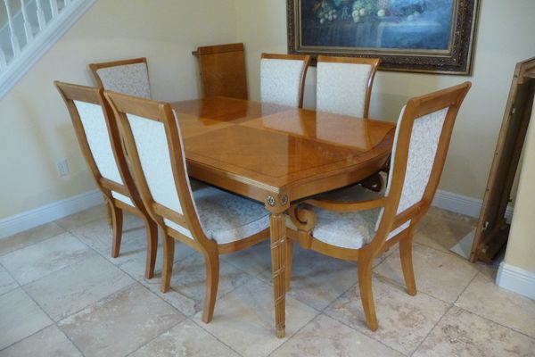 Thomasville Dining Table 2 Leaves 72 92 112 W 6 Chairs Birdseye Maple Wood For Sale In Maitland Fl Offerup