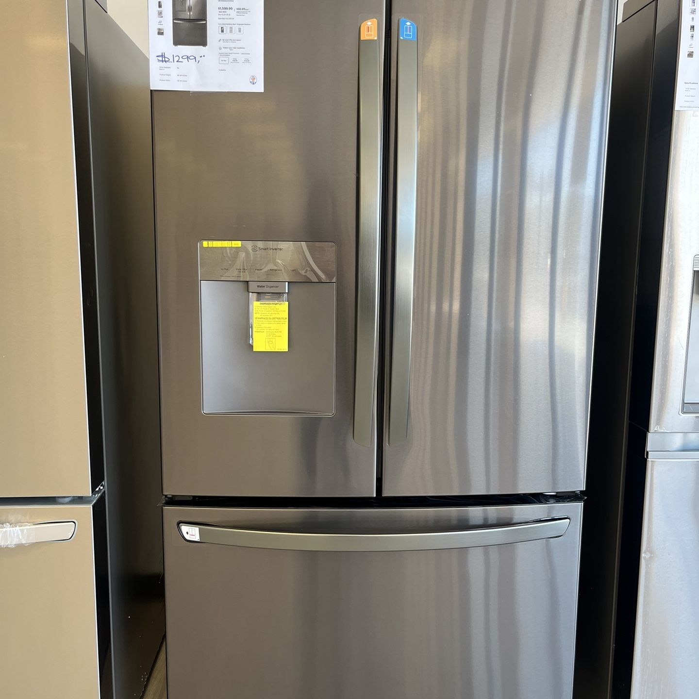 LG - 29 Cu. Ft. 3-Door French Door Smart Refrigerator with Ice Maker and External Water Dispenser - Black Stainless Steel