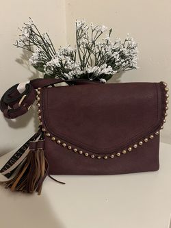 Elegant NYC Burgundy Shoulder Bag with Gold Accents cross Body Purse