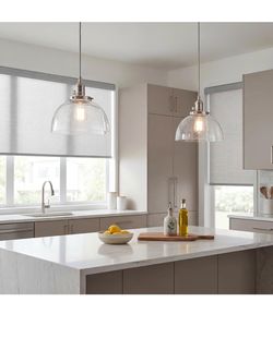 KICHLER Avery 9.25" 2 Count Hanging Lights with Clear Seeded Glass Brushed Nickel