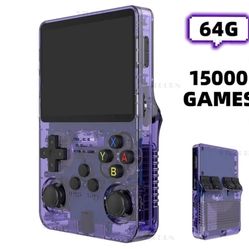 R36S Retro Handheld Game Console Purple 64GB, Over 15,000 Games