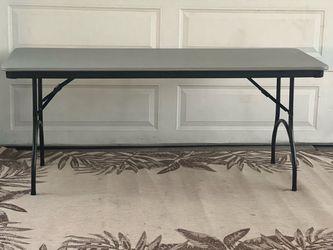Mitylite  grey black folding table almost 72”X 30”