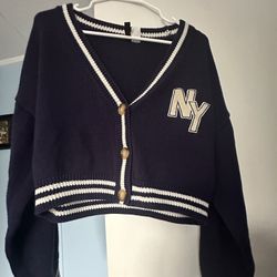 Brand New Crop Sweater Size M, Dark Blue Color, It Looks Better Than In These Pics