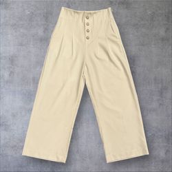 NWOT Simple Retro Cream Wide Leg Trousers, Size XS, MSRP $69