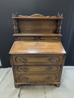Jasper Cabinet co. Vintage Secretary Desk with Carved Details