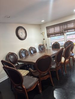 Dining Room Table and 10 Chairs