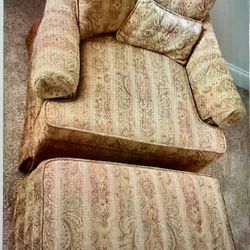 Ethan Allen Paisley Club Chair and Ottoman.