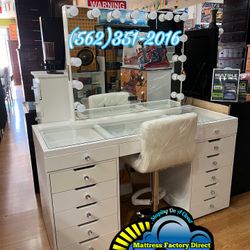 White Vanity Led Lights Dresser Desk 