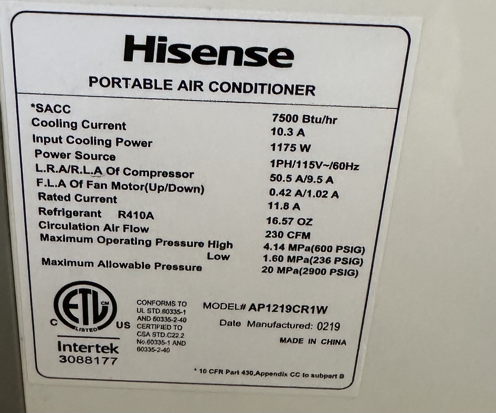 air conditioning Portable