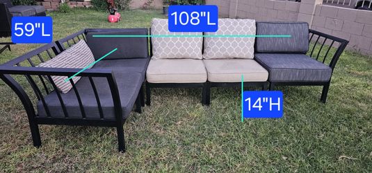 **5 pc Metal Outdoor Sectional Sofa with Cushions**