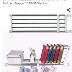 BAOYOUNI Closet Tension Shelf Rod Heavy Duty Wardrobe Organizer Adjustable Storage Shelves Rack DIY Closet Dividers Separators for Kitchen Bathroom Be
