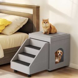 DWVO Foldable Dog Stairs for Small Dogs, Cat Window Perch with Stairs, Dog Steps for High Bed and Couch Hold Up to 230 lbs, Multi-Purpose Pet Bunk Bed