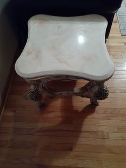 Marble top cocktail table and 2 end tables
