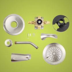 Tub Shower Faucet Set with Valve, featuring a 6-Inch Shower Head and Tub Spout, Single-Handle Tub and Shower Trim Kit