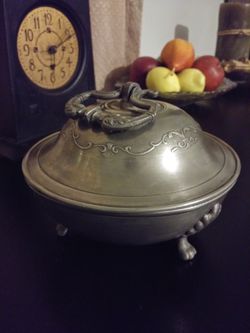 "ETAIN" Vintage Pewter Bowl w/ Top