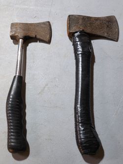 Two wood hatchets