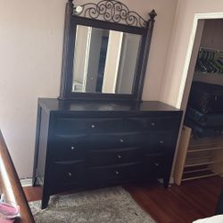 Modern Black Dresser With Mirror