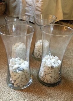 Glass Vases W/Rocks Lot (4)