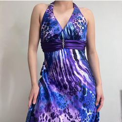 Purple Multi- Color Animal Print Silk Size 24