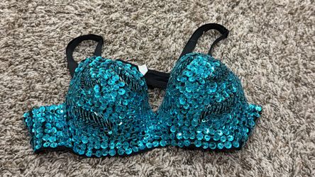 Teal Sequin Embellished Bra Top OFFERS WELCOME