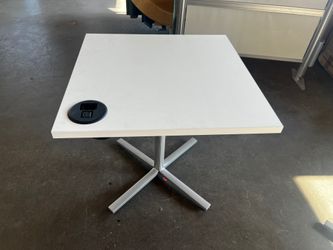 Small White Herman Miller Tables with Power