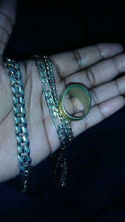 14k Gold necklaces and ring set