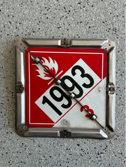 Vintage HAZMAT Metal 3 Flip Hazard Placard Sign. Safety / Transportation. Patina
