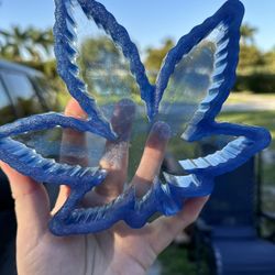 Blue and clear resin ashtray