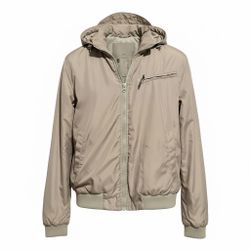 Robert Comstock Lightweight Hooded Windbreaker Jacket in Green/Beige