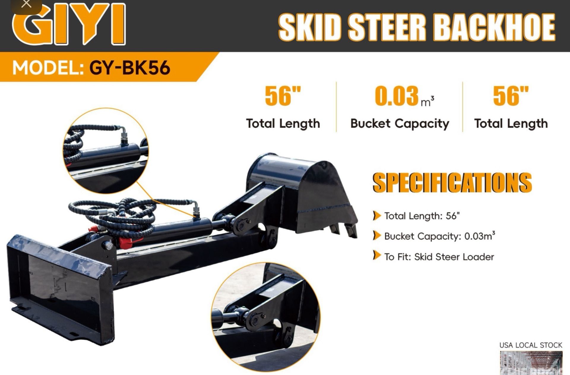 Skid Steer Backhoe Attachment 56”
