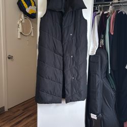 Black Long Puffer Vest For Women