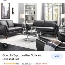 Natuzzi Greccio Leather Sofa Complete Set!