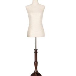 Bonnlo Upgraded Female Dress Form, Mannequin Torso Body with Adjustable Rubber Wood Stand for Dress Jewelry Display (White, 6-8)